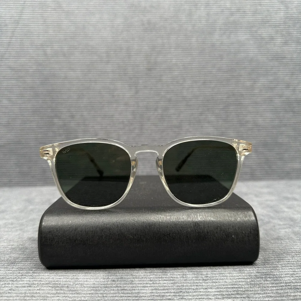 WearMe Pro Nick Sunglasses Clear Frame Green G15 Lens Square W 52-20-145 CLRG15